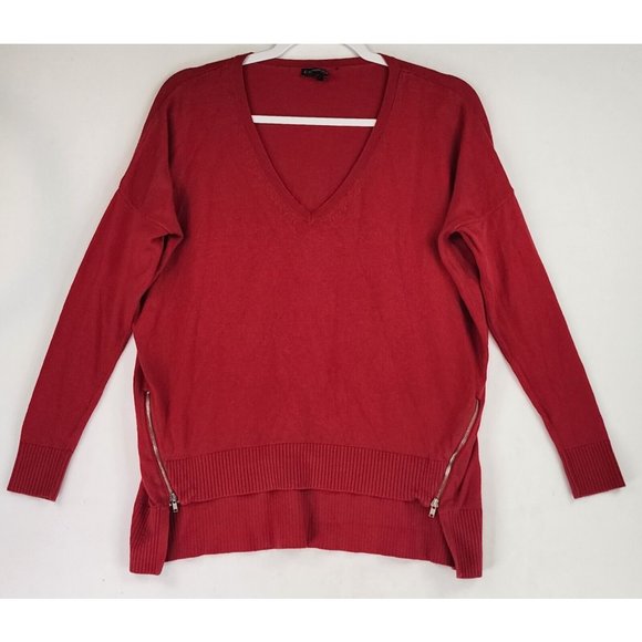 Express Sweaters - Express Sweater Womens XS Red Y2K Crop High Low Side Zip Dolman Sleeve Pullover